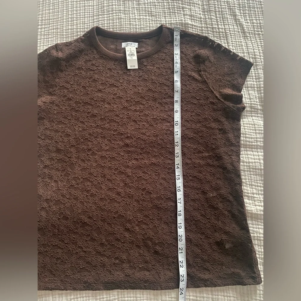 NWT Aerie Lace Vintage Short Sleeve Brown Top On Trend SZ L & XL Avail - Picture 11 of 11